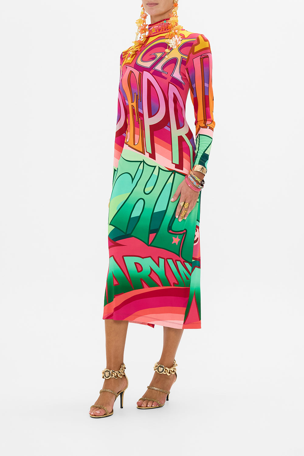 CAMILLA jersey turtleneck in Pure Prism print