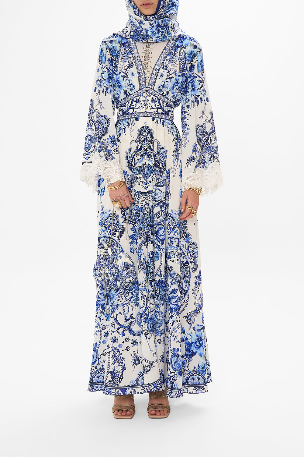 KIMONO SLEEVE DRESS WITH SHIRRING DETAIL GLAZE AND GRAZE