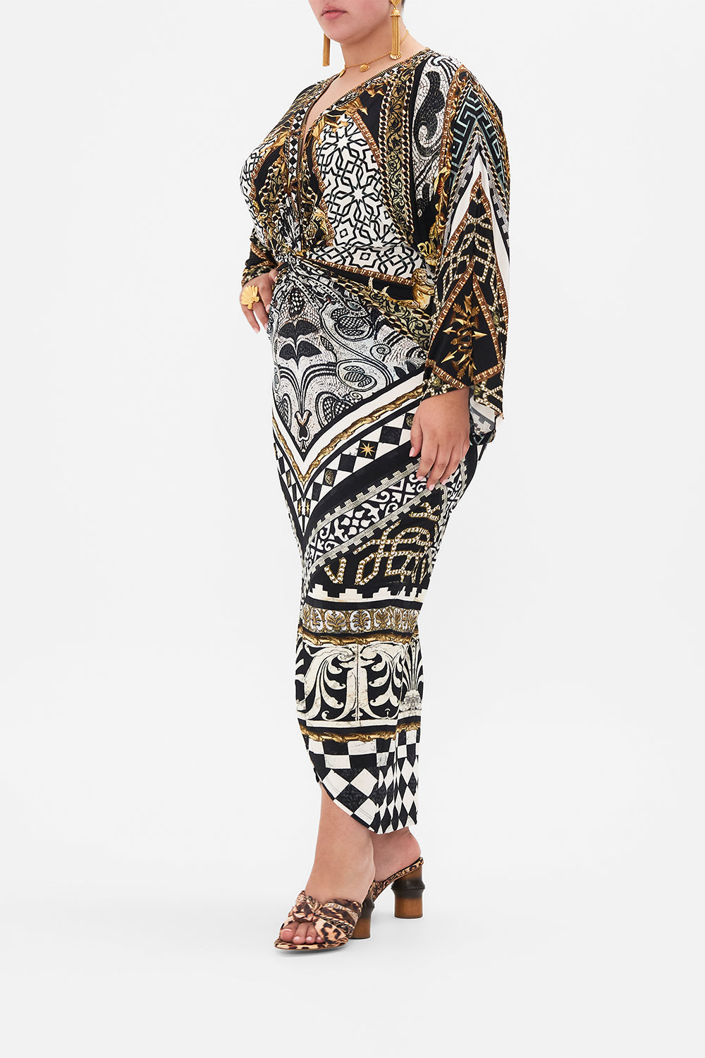 LONG SPLIT FRONT TWIST DRESS LOOK UP TESORO
