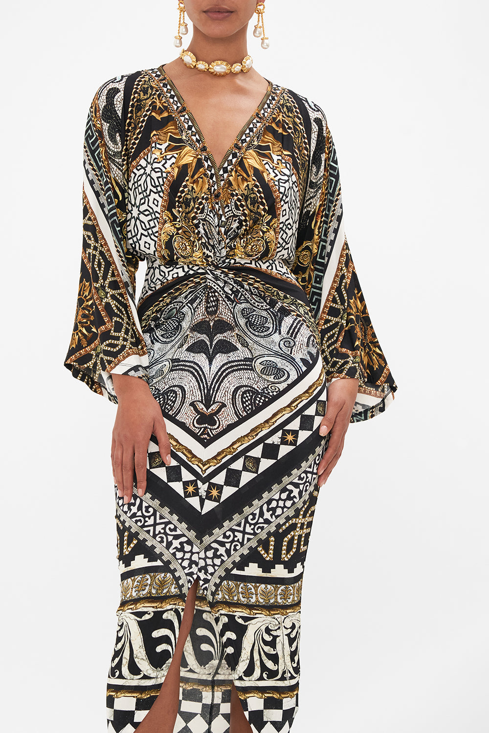 LONG SPLIT FRONT TWIST DRESS LOOK UP TESORO