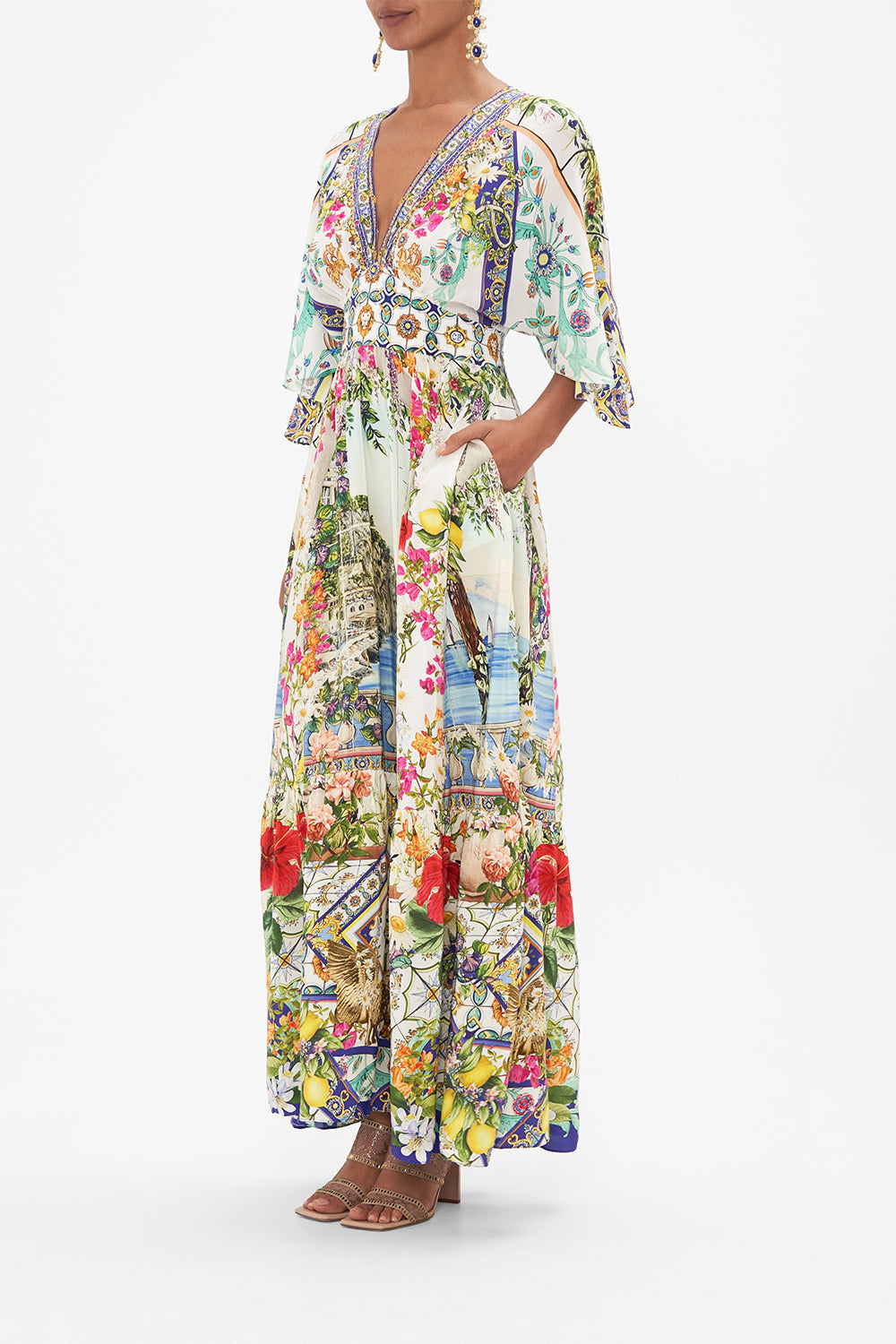 WAISTED DRESS WITH HEM RUFFLE AMALFI AMORE