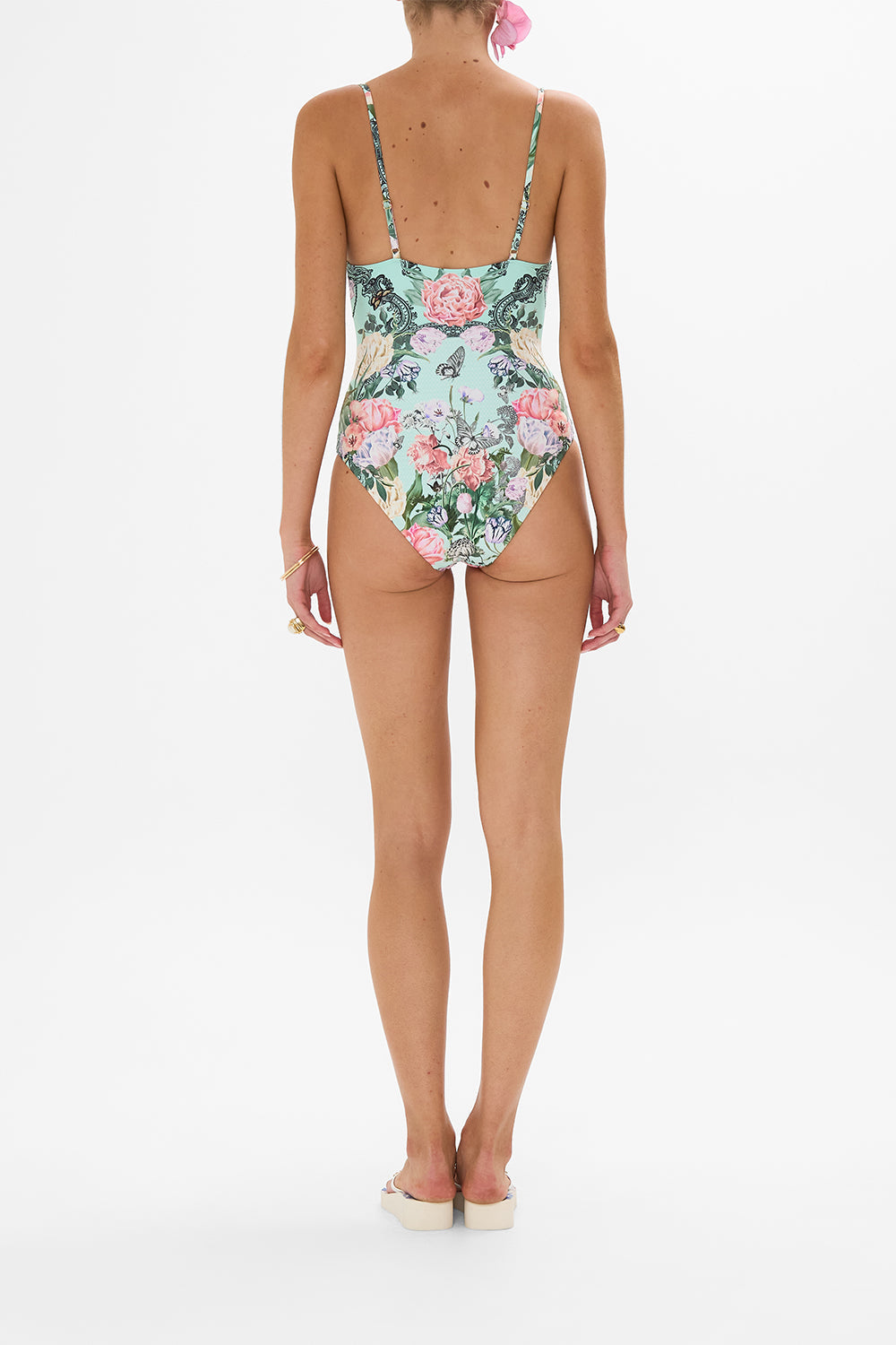 CAMILLA floral continuous wire moulded bra one piece in Petal Promise Land