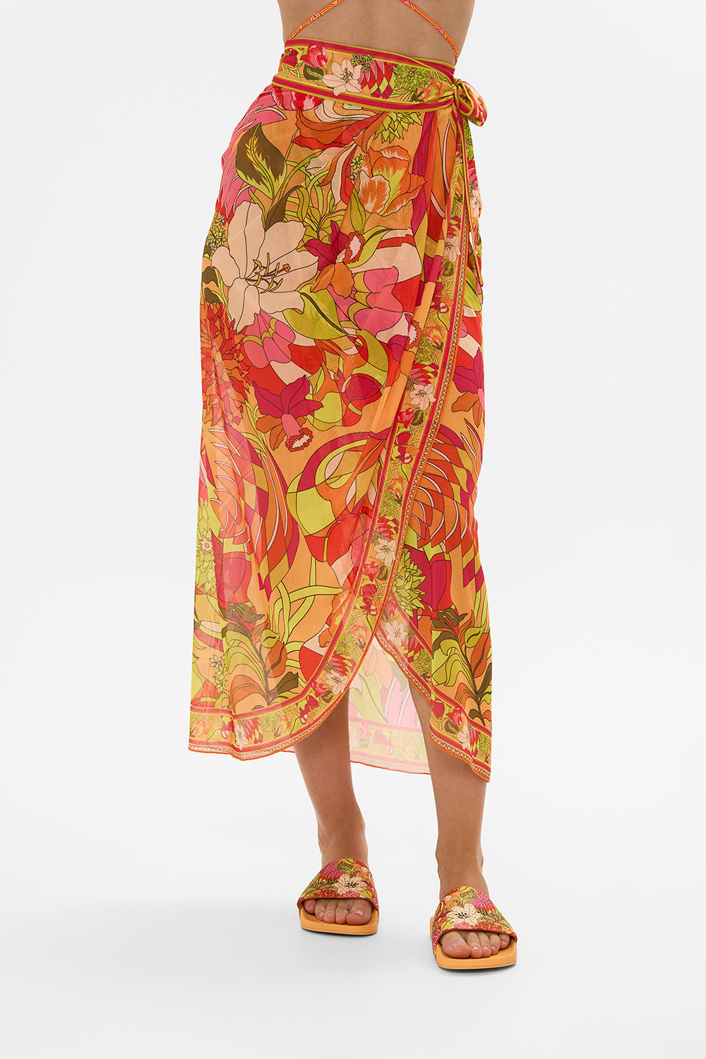 CAMILLA floral long draped sarong in The Flower Child Society