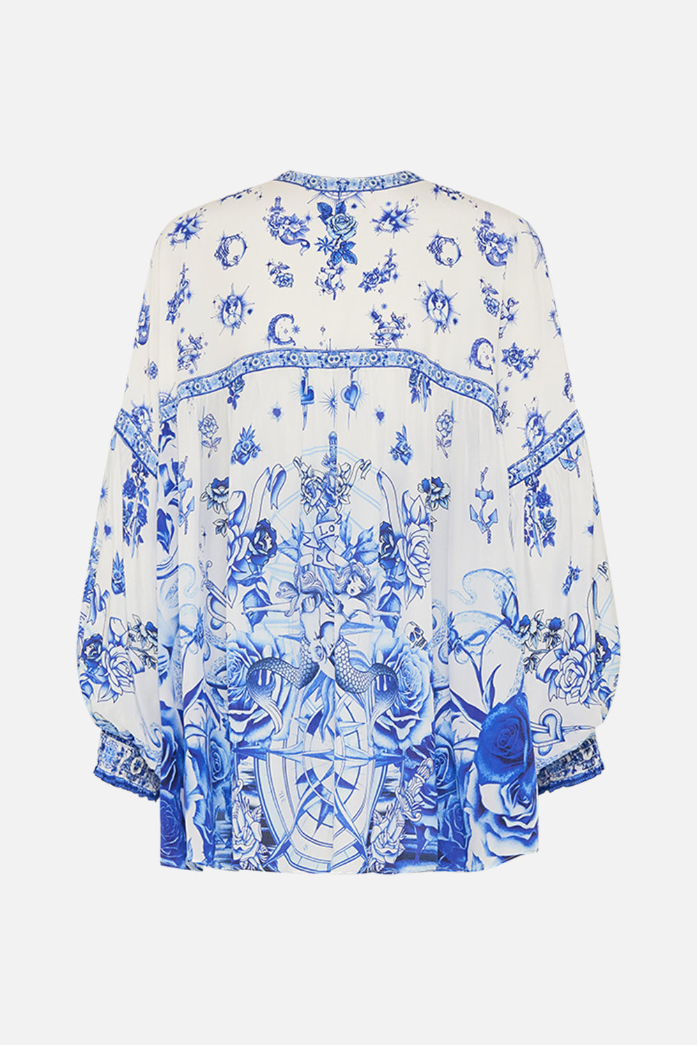 BLOUSON BLOUSE WITH NECK TIE IMMORTAL INK