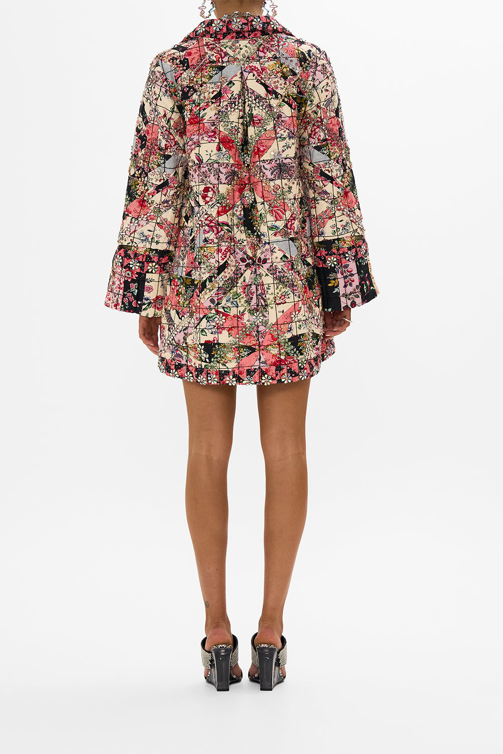 CAMILLA Patchwork Long Sleeve Tunic with Rhinestone Crystals in Patchwork Poetry print