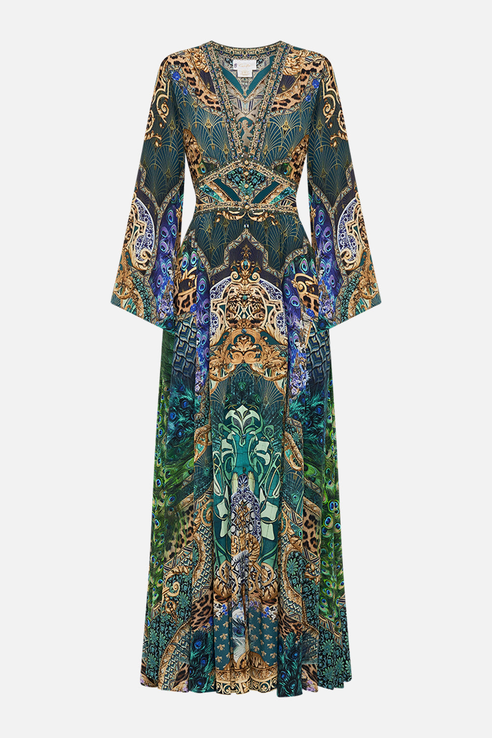 Product view CAMILLA silk kimono dress in Fan Dance print