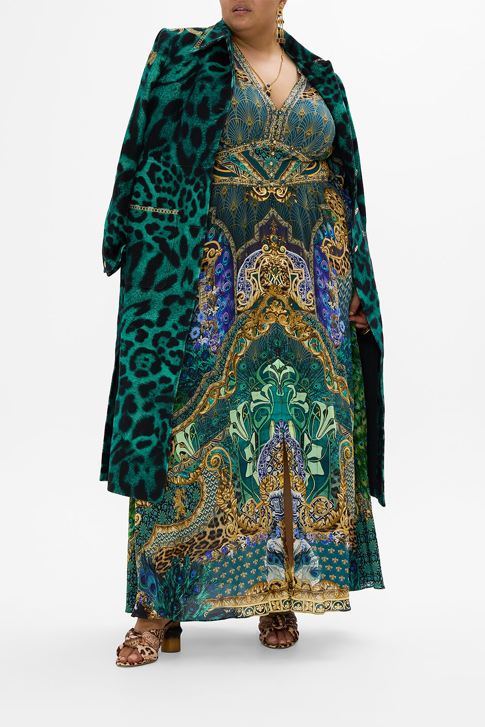 KIMONO SLEEVE DRESS WITH SHIRRING DETAIL FAN DANCE