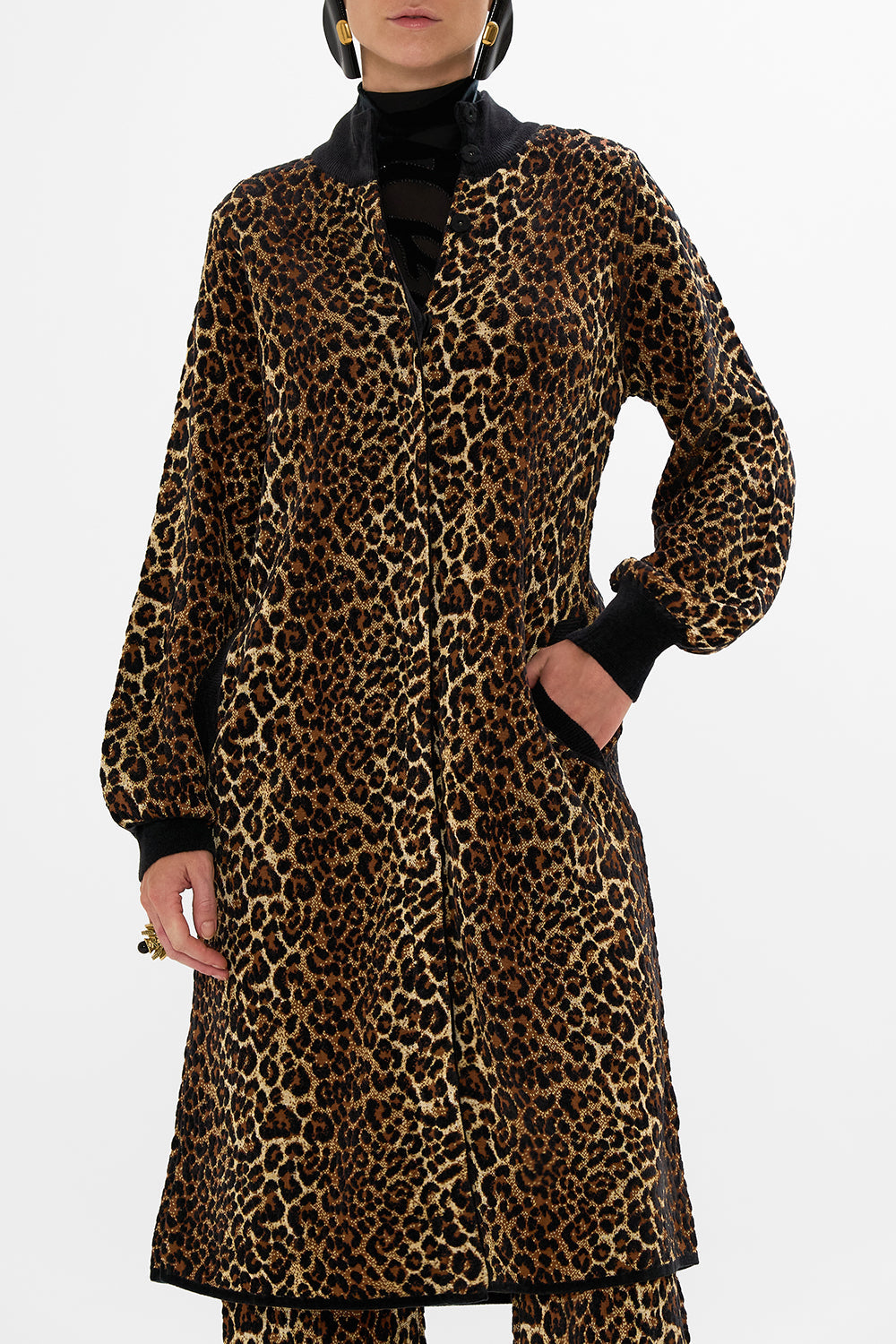 CAMILLA leopard A-line coat in Amsterglam print.
