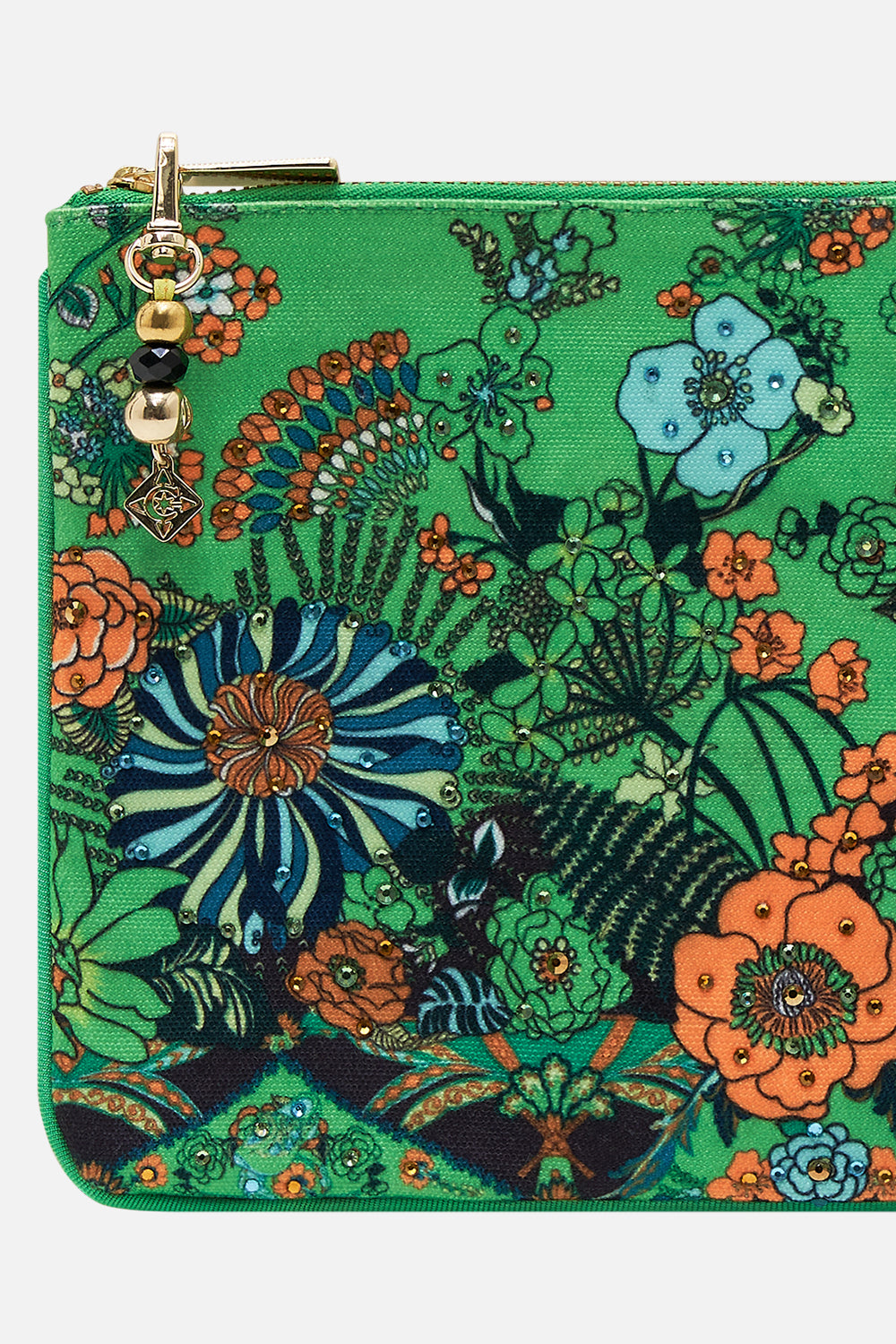 CAMILLA green small canvas clutch in Good Vibes Generation