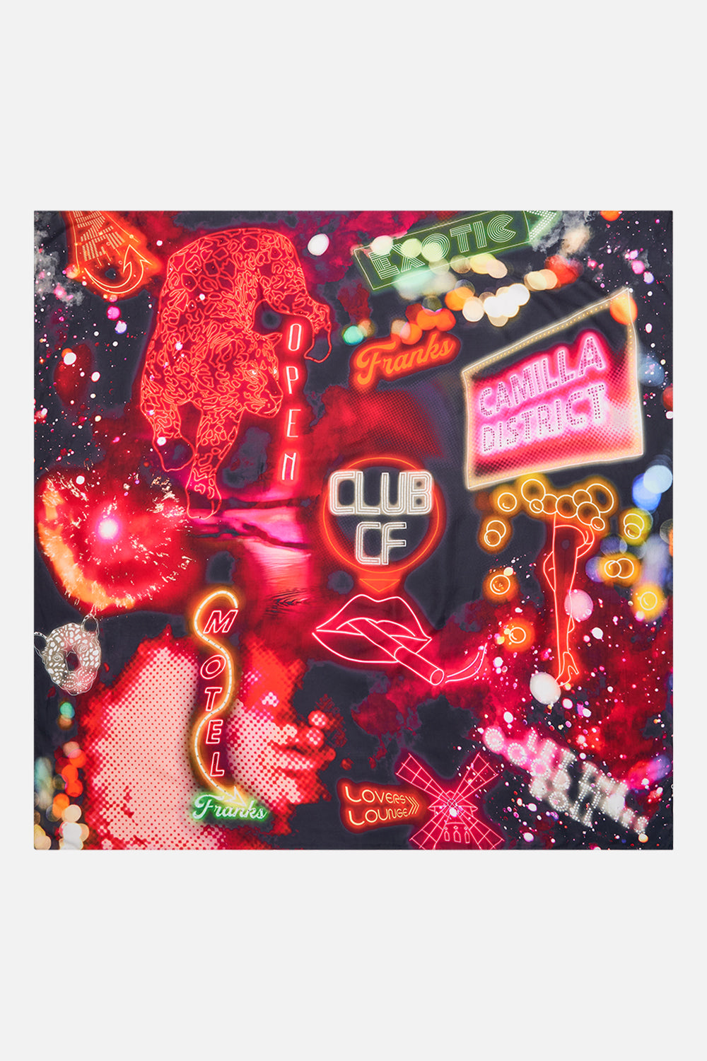 CAMILLA floral large square scarf in Electric Loveland