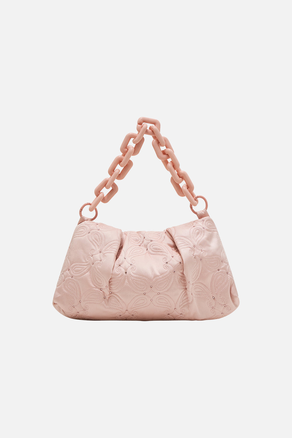 CAMILLA pink small clutch with chain