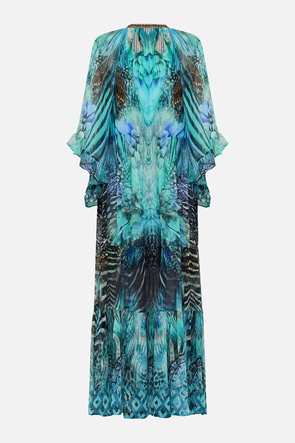 WIDE SLEEVE GATHERED DRESS AZURE ALLURE