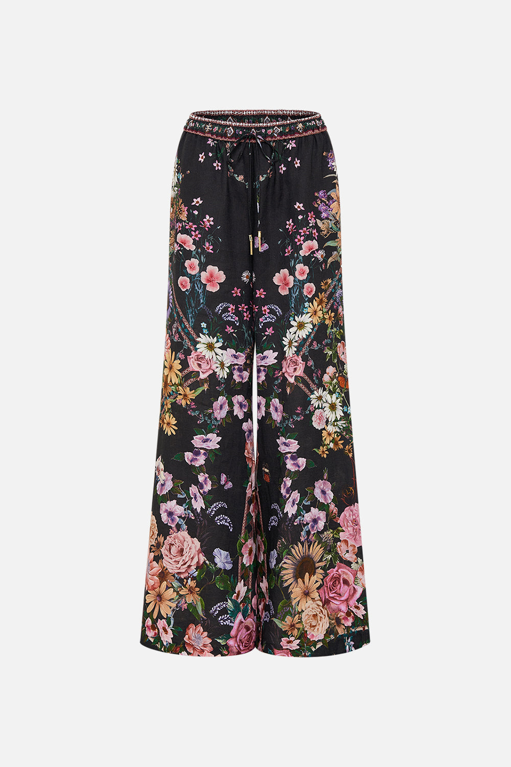 CAMILLA linen lounge pant in Letters From A Vineyard print