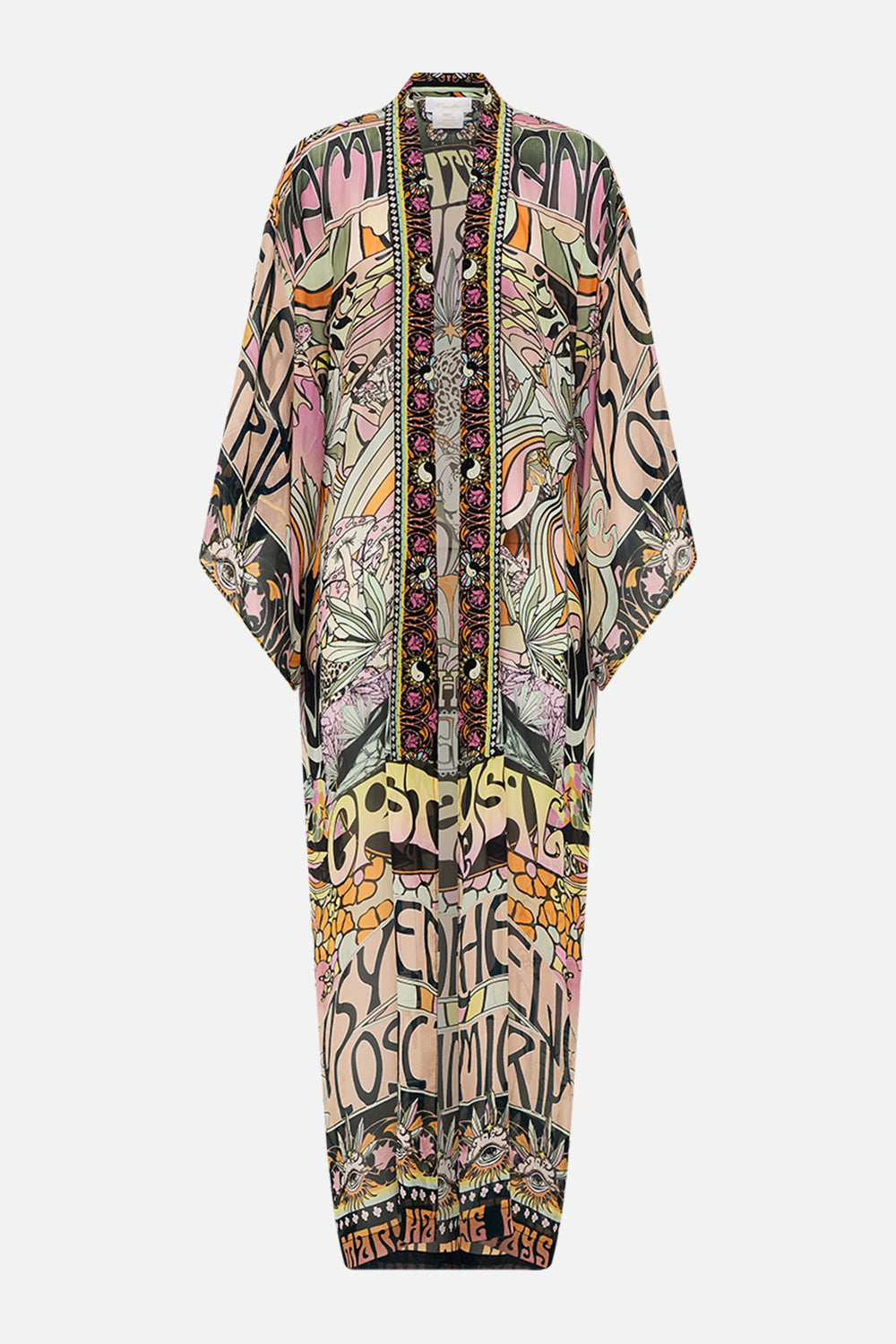 CAMILLA silk kimono in Day Trippin print