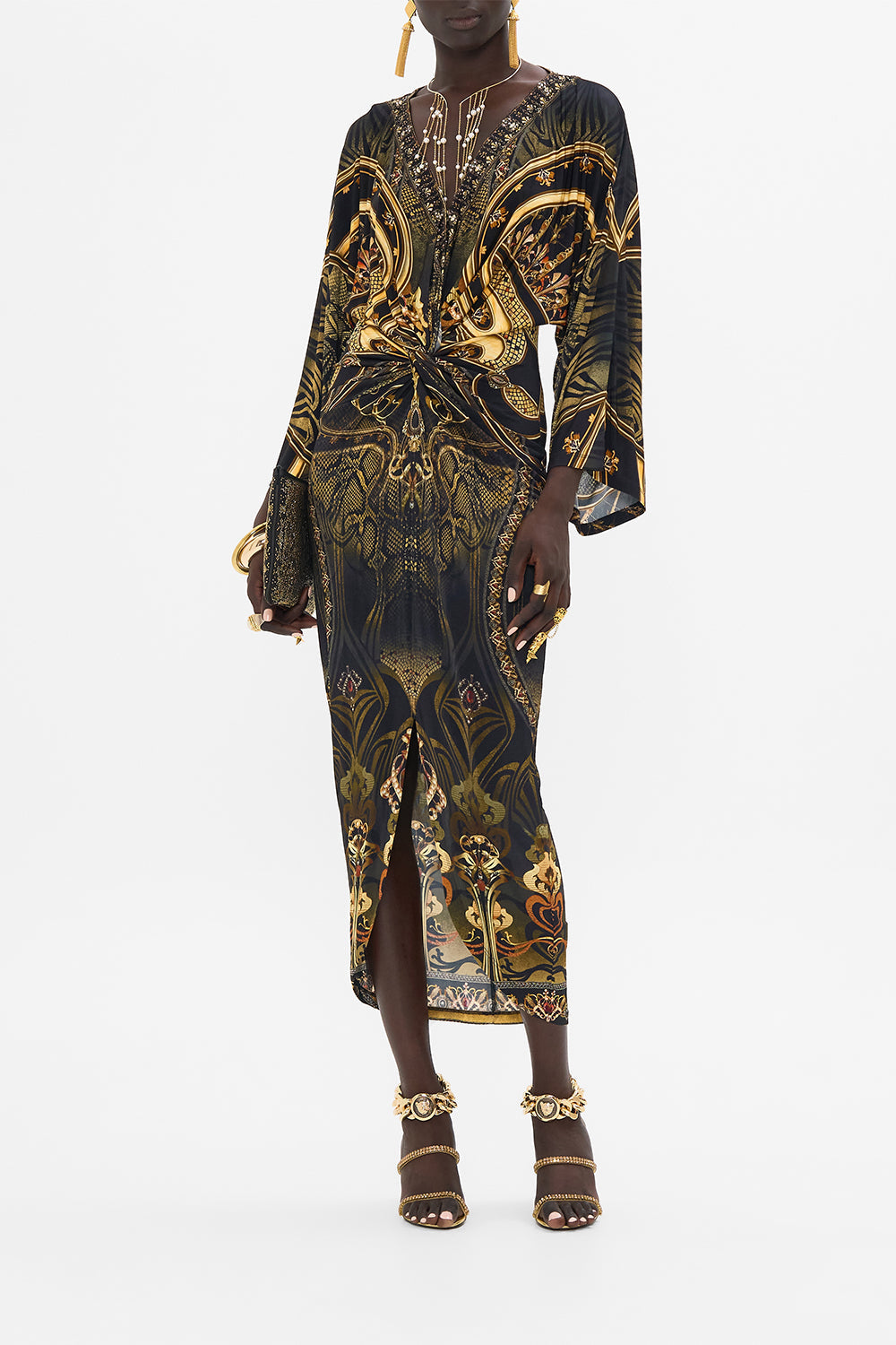 CAMILLA maxi dress in Nouveau Noir print