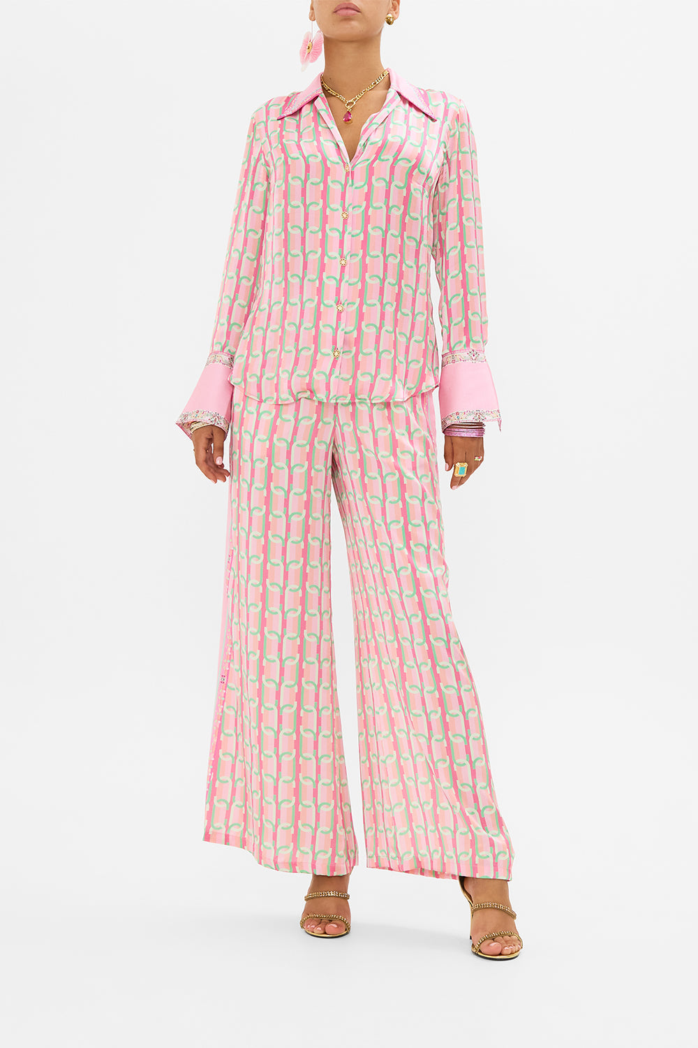 CAMILLA silk pyjama shirt in Tea With Tuchinski print