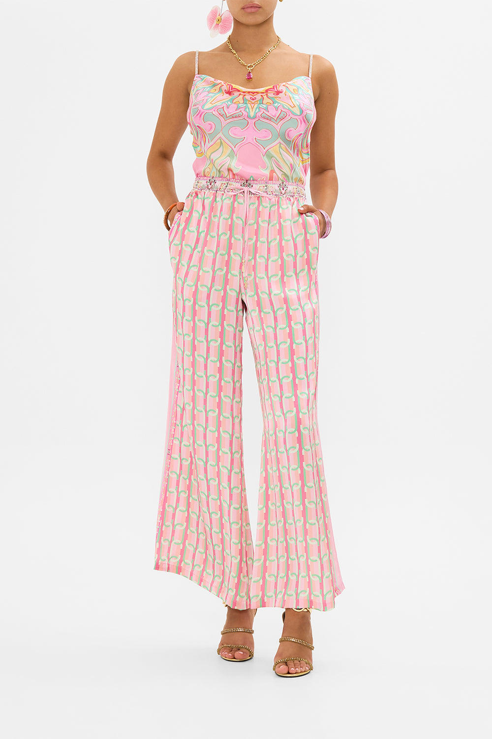CAMILLA silk pants in Tea With Tuchinski print