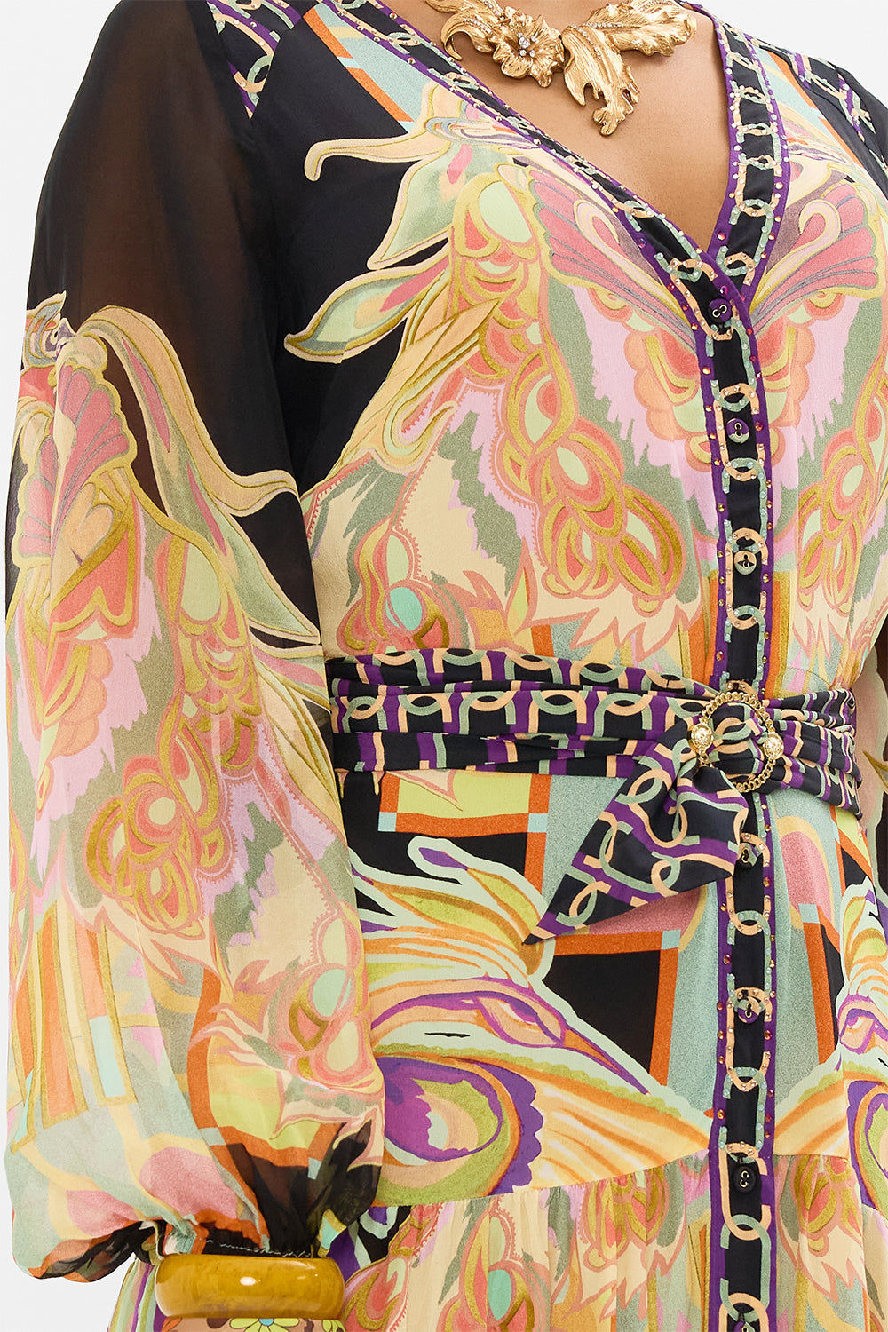 CAMILLA dress with belt in Club Cinemania print