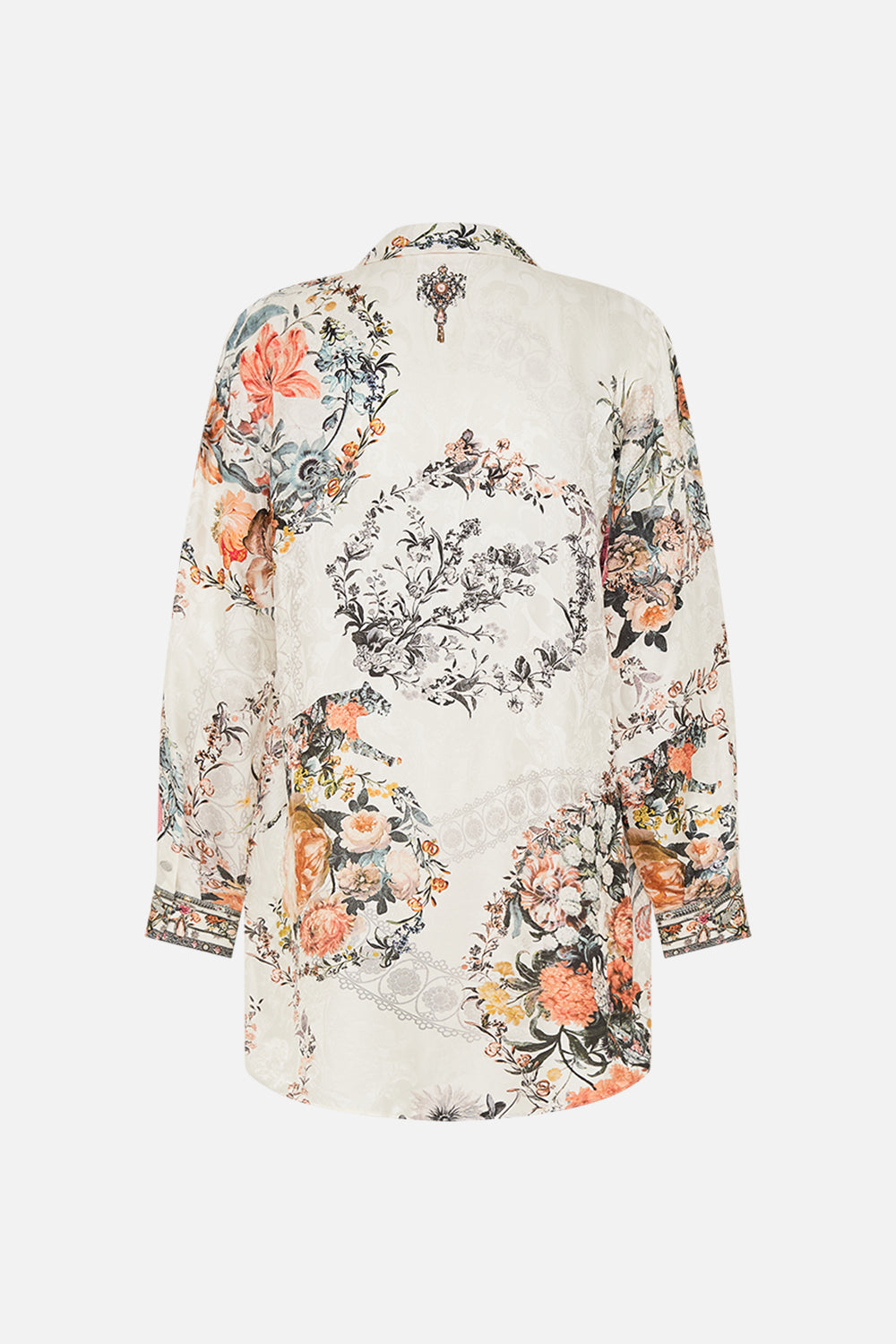 CAMILLA white silk blazer in De Haar Memoirs print