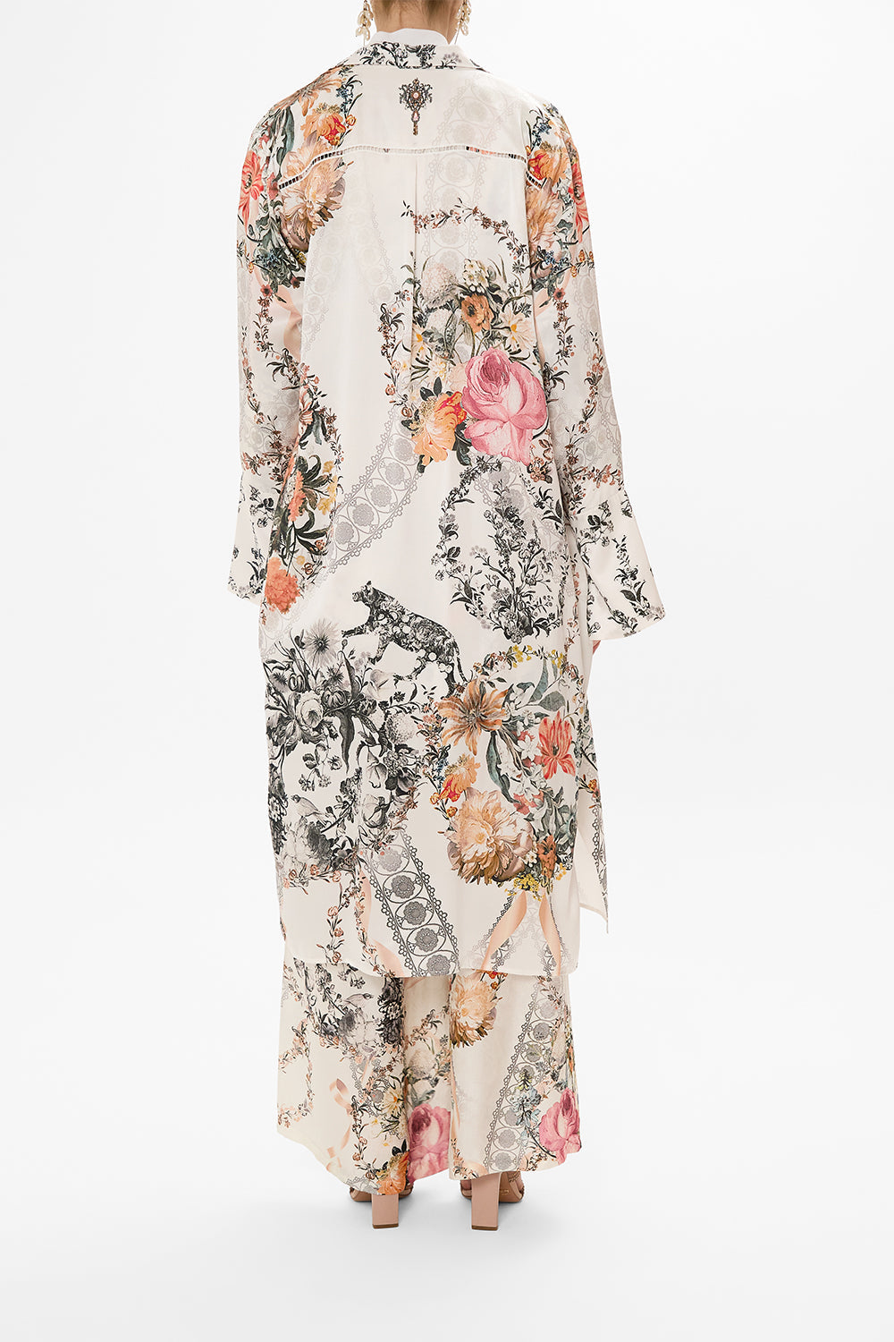 CAMILLA white silk pants in De Haar Memoirs print