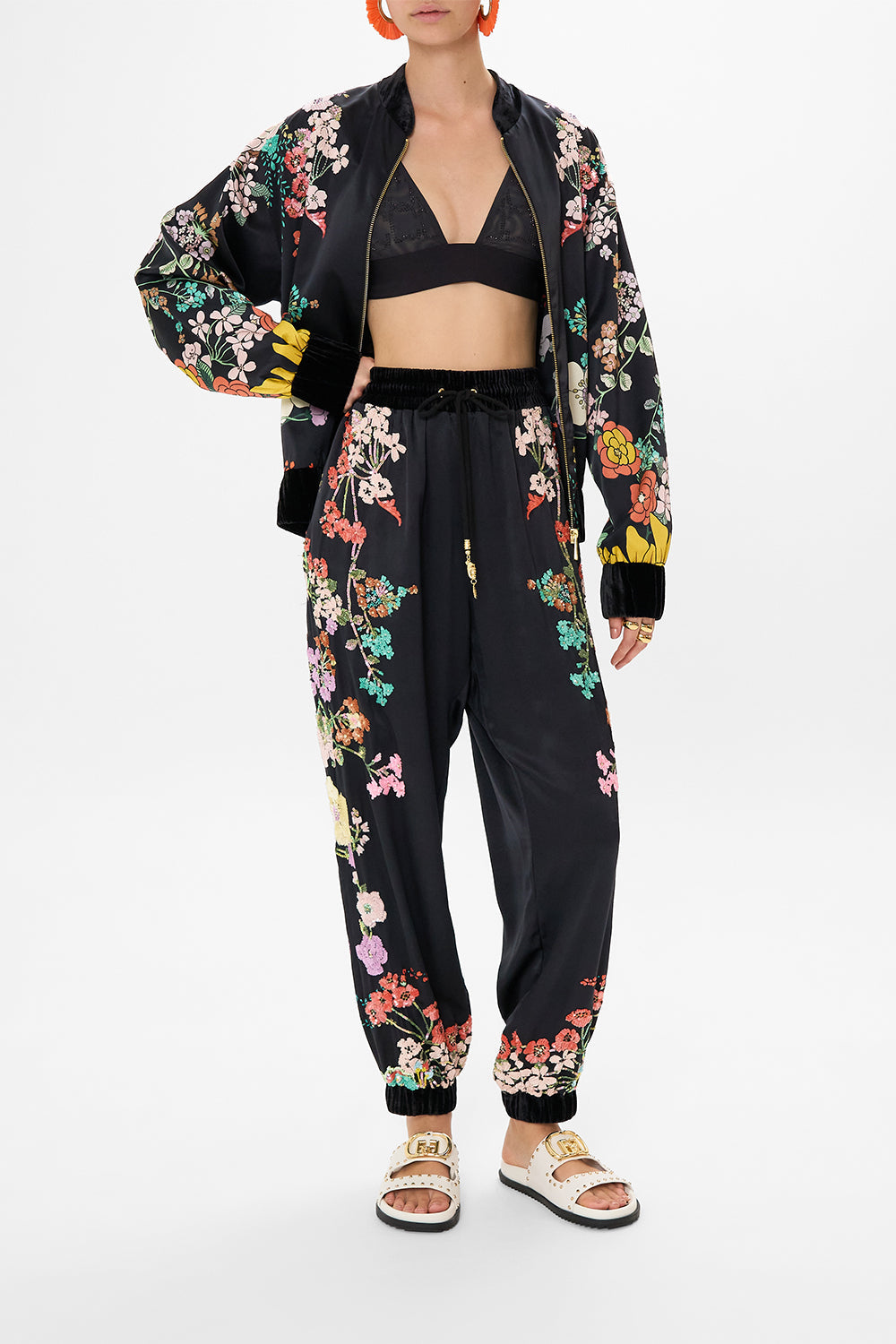 CAMILLA embellished trackpants in We Wore Folklore print