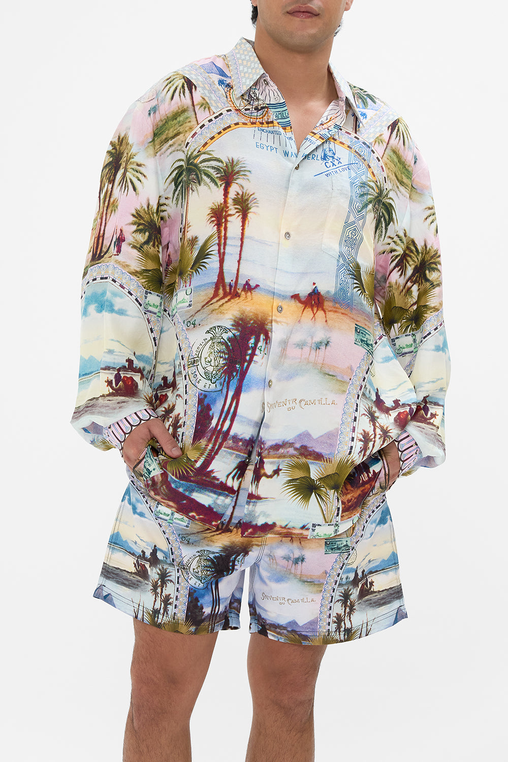 Hotel Franks By CAMILLA oversized shirt in Call Me in Cairo print.