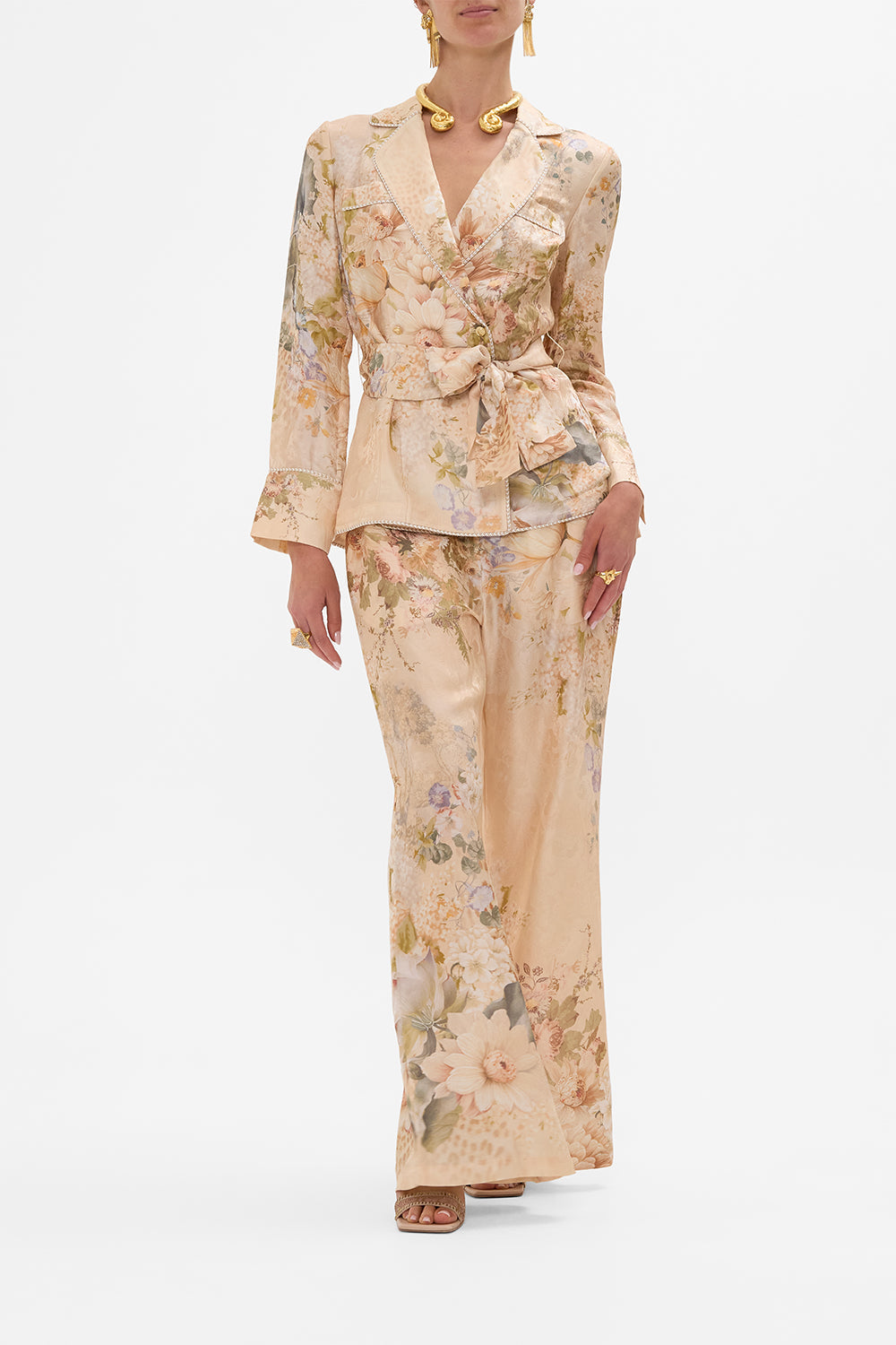 CAMILLA Pajama Suit Jacket in Adorned in Antiquity print.