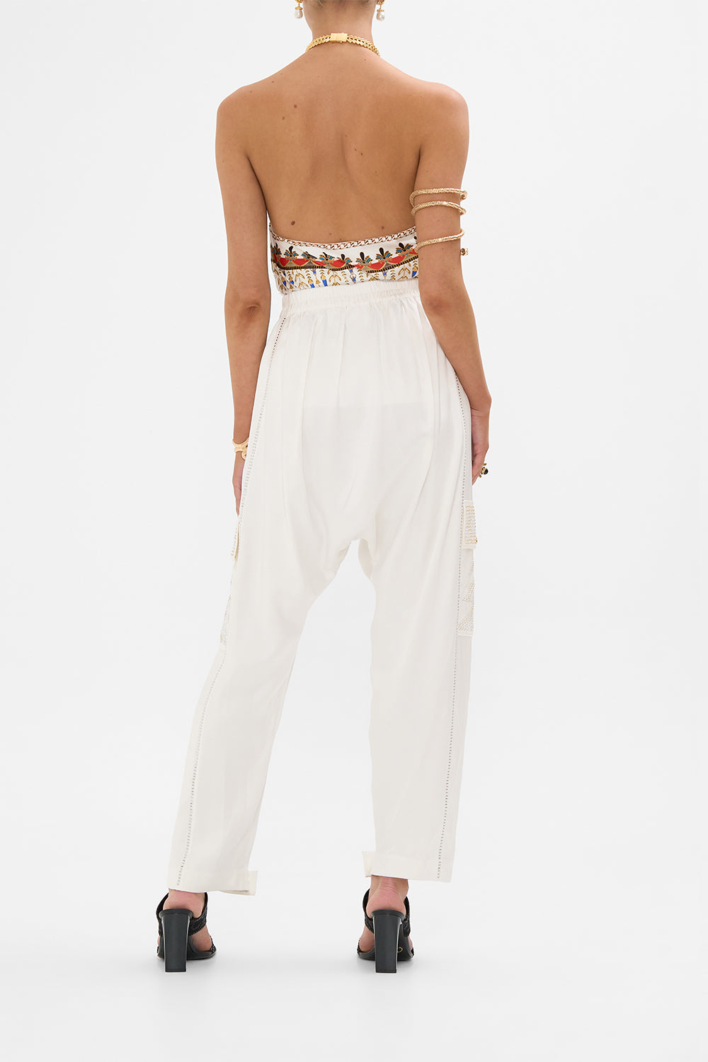 CAMILLA Draped Top with Hardware in Valley Of The Queens print