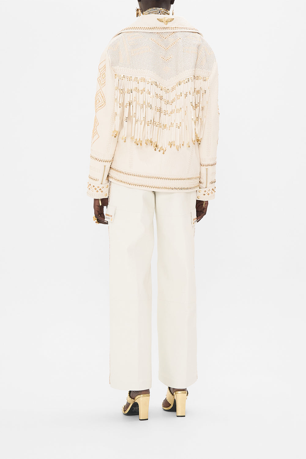 CAMILLA Oversized Leather Biker Jacket in Valley of the Queens print