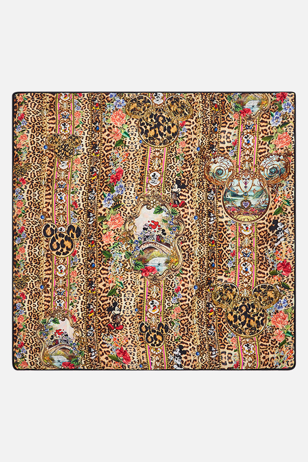 Disney x CAMILLA silk cushion in Mickey Mania print