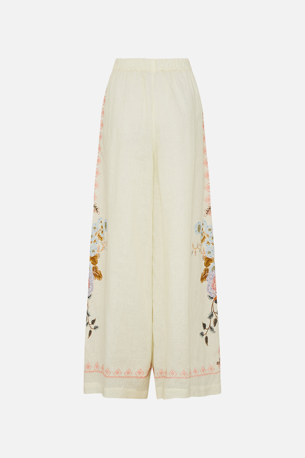CAMILLA Embroidered Wide Leg Waisted Pant in Honour of Heirlooms print