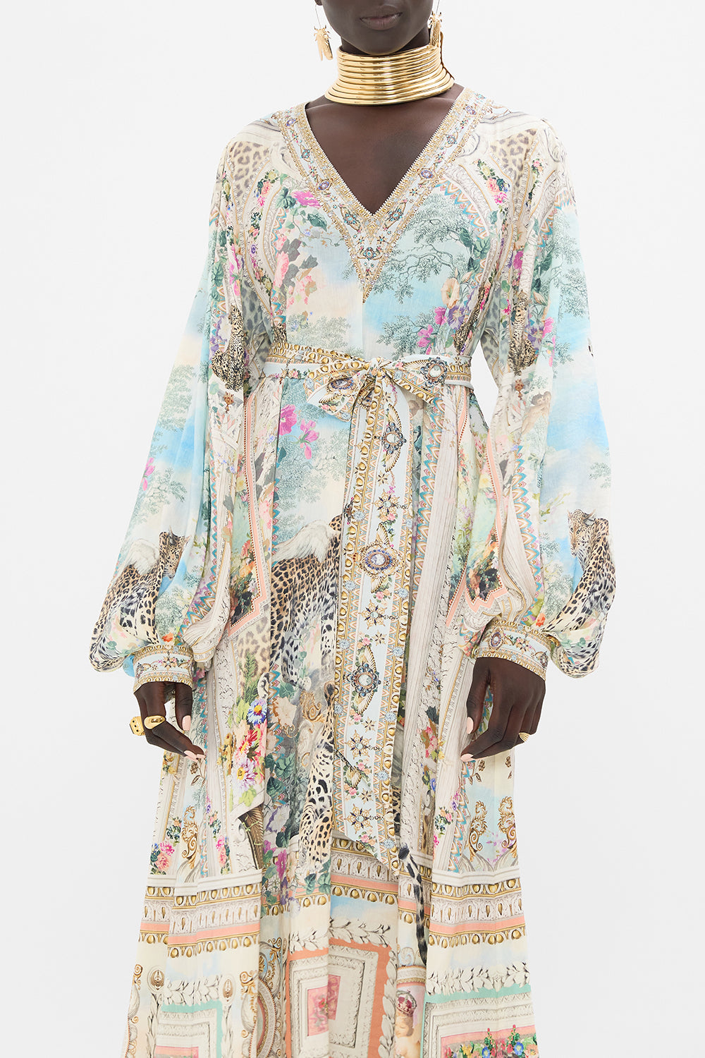 CAMILLA Blouson Sleeve Trapeze Dress in We Always Have Alexandria Print.