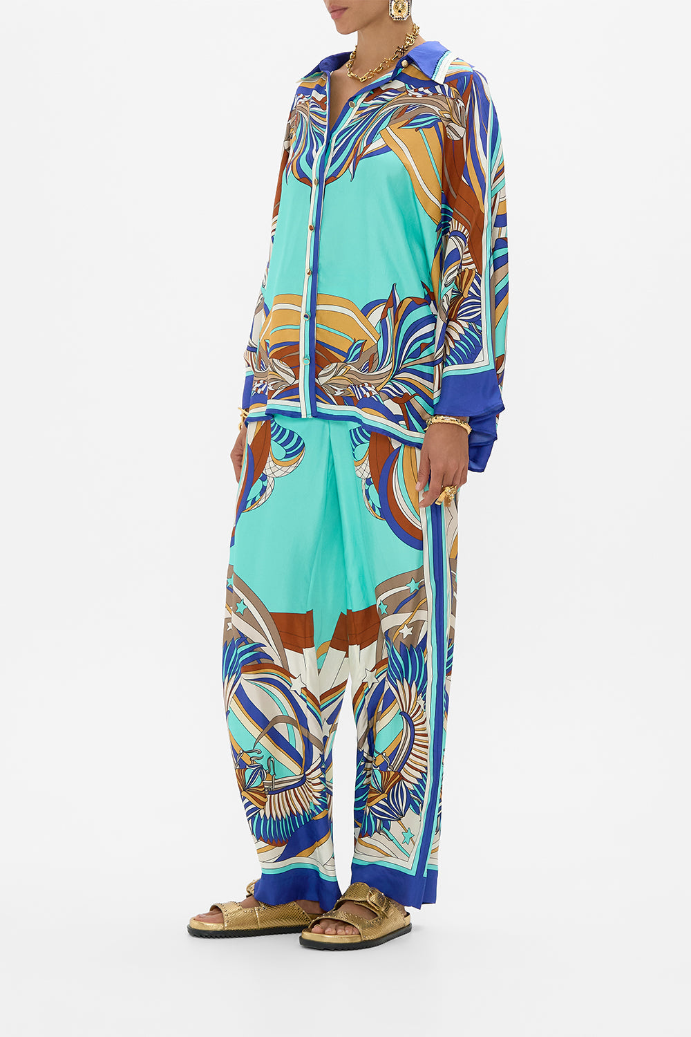 CAMILLA Wide Sleeve Blouse in Oasis Oracle print.