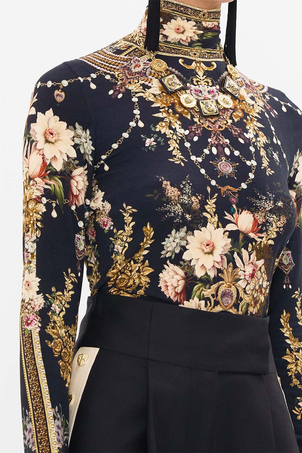 CAMILLA jersey turtleneck in Dynasty Daze print.