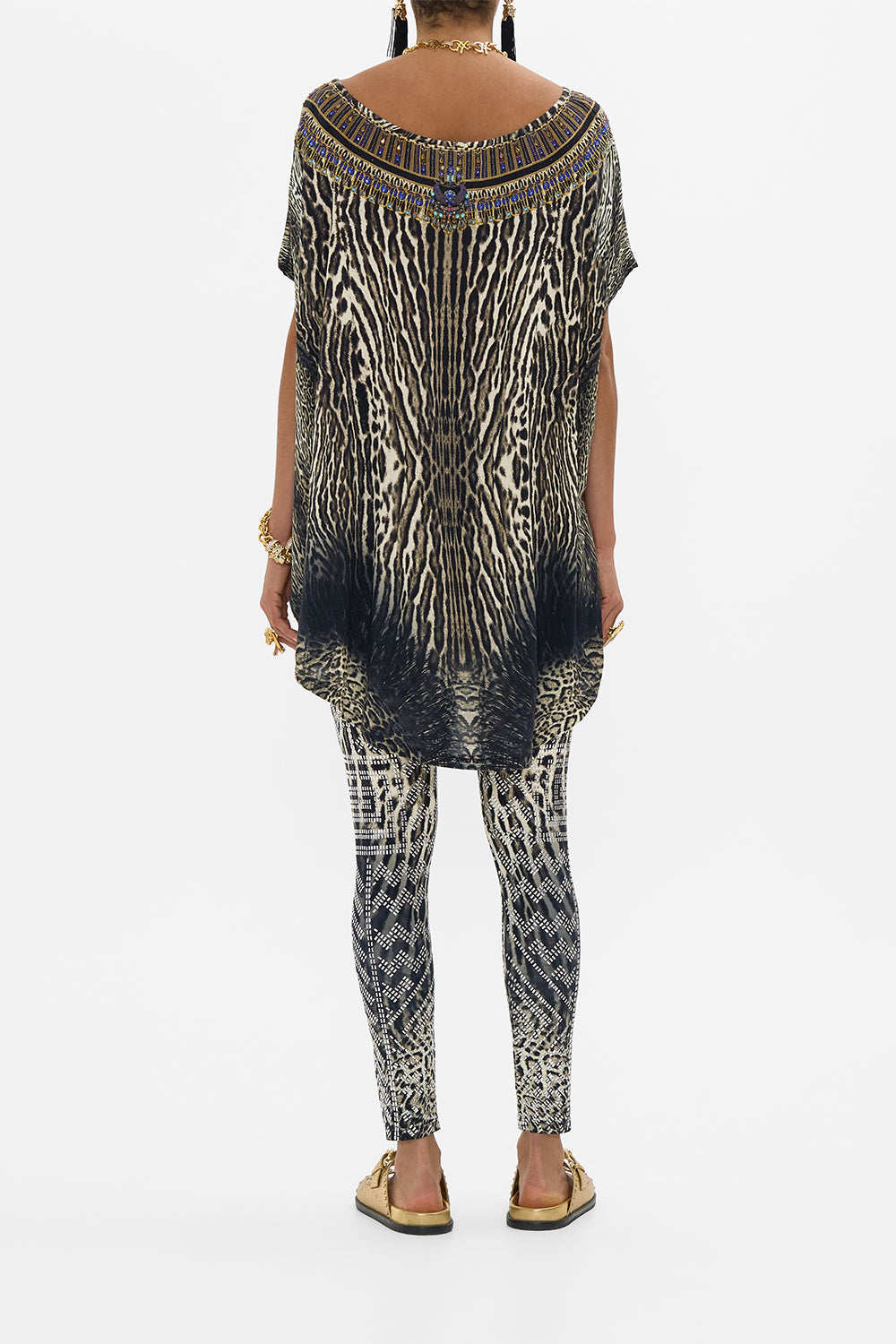 CAMILLA Loose Fit Tee in Cat Worship print.