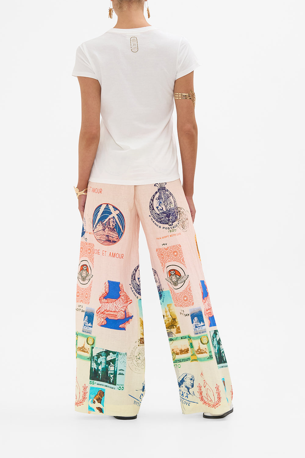 CAMILLA slim fit round neck t-shirt white in Milla's Got Mail print.