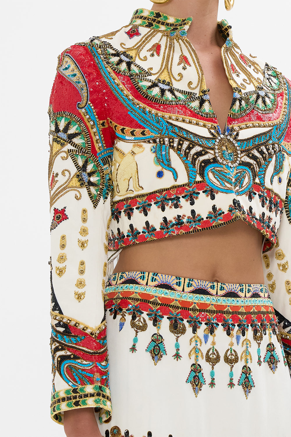 CAMILLA Open Front Jacket with Full Length Back in Valley of the Queens print