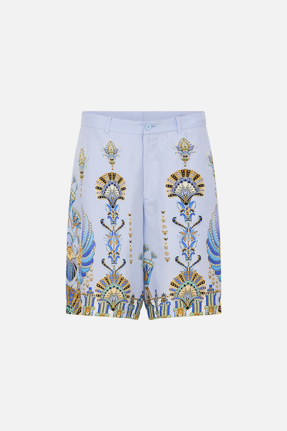Hotel Franks By CAMILLA Black Fixed Waist Mid-Length Walk Short in Under Scarab Skies print
