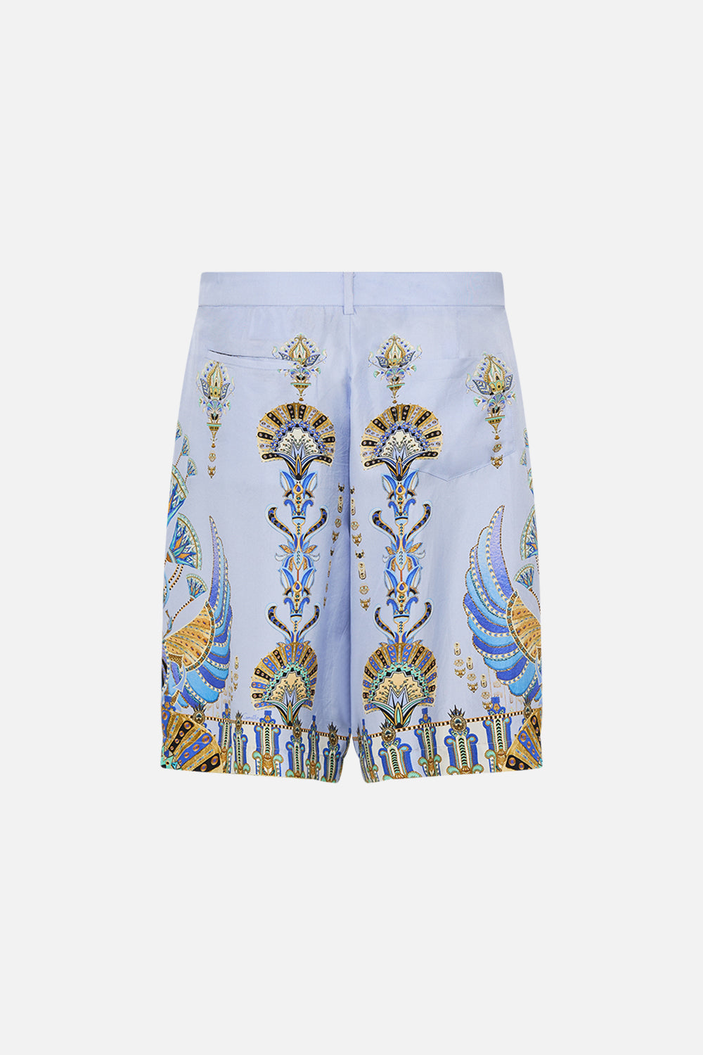 Hotel Franks By CAMILLA Black Fixed Waist Mid-Length Walk Short in Under Scarab Skies print