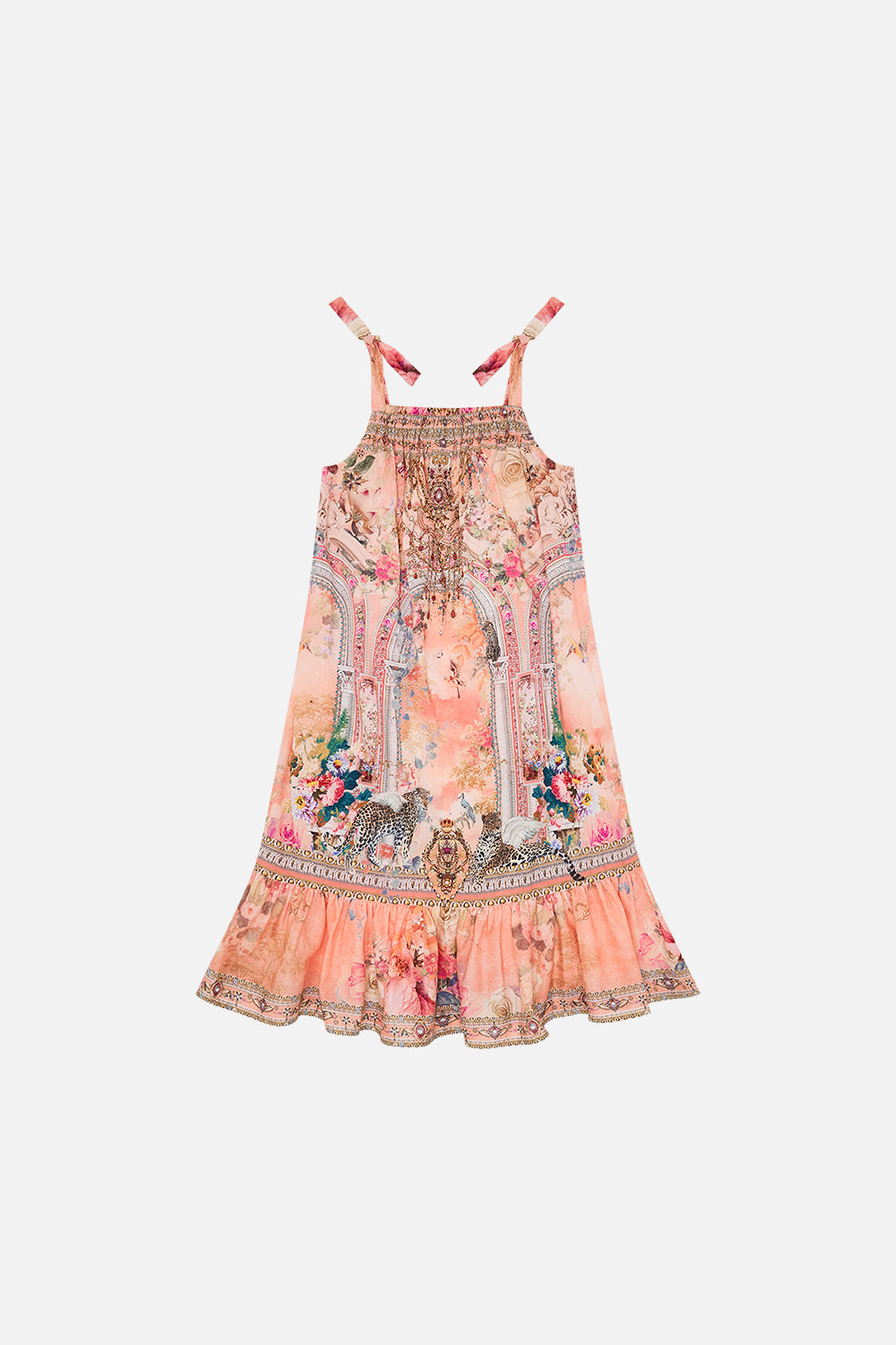 Milla By CAMILLA Floral Kids Drawstring Maxi Dress with Bows in The Jewellery Palace print.