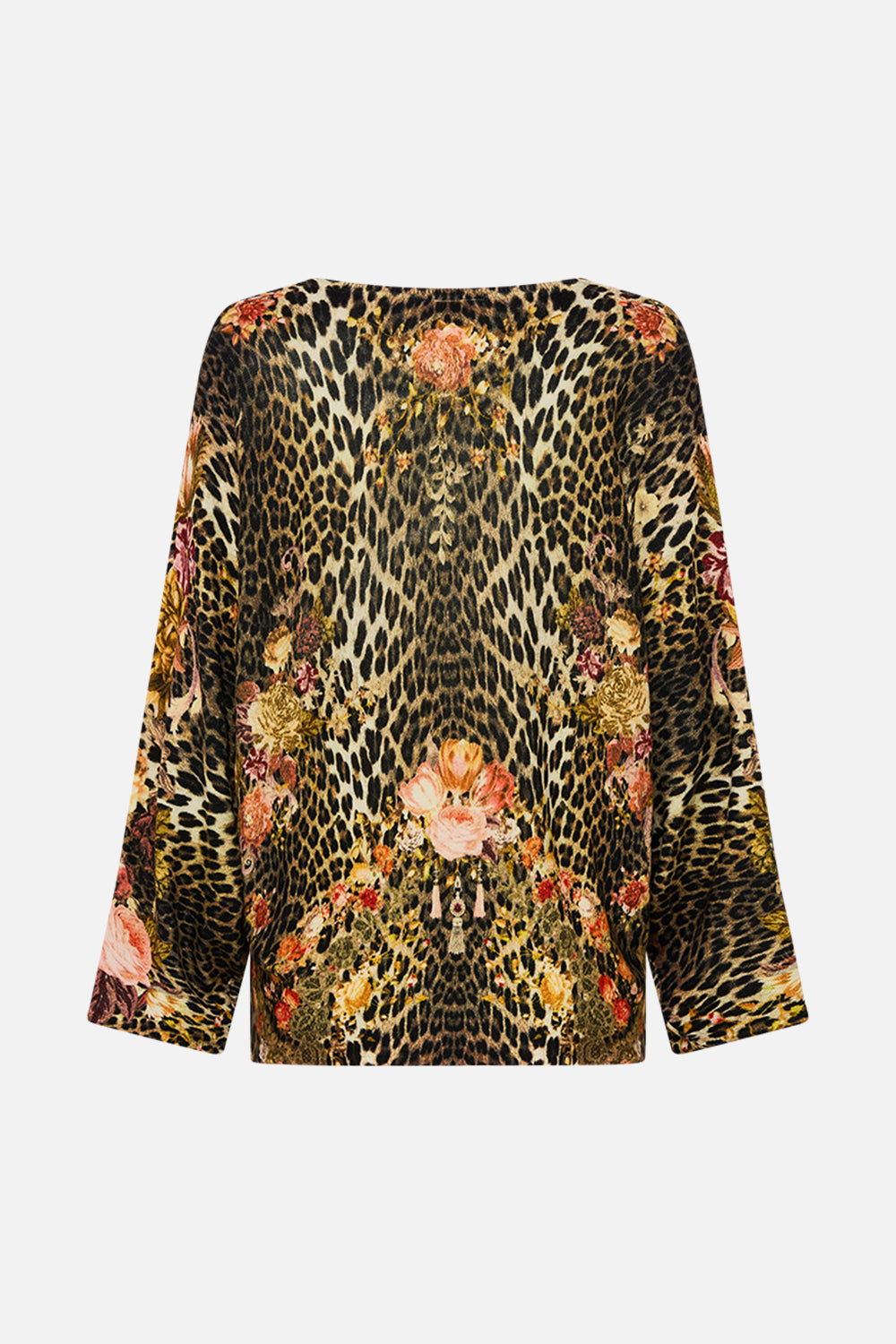 CAMILLA Leopard V-Neck Printed Dolman Sleeve Knit in Born in Bruges