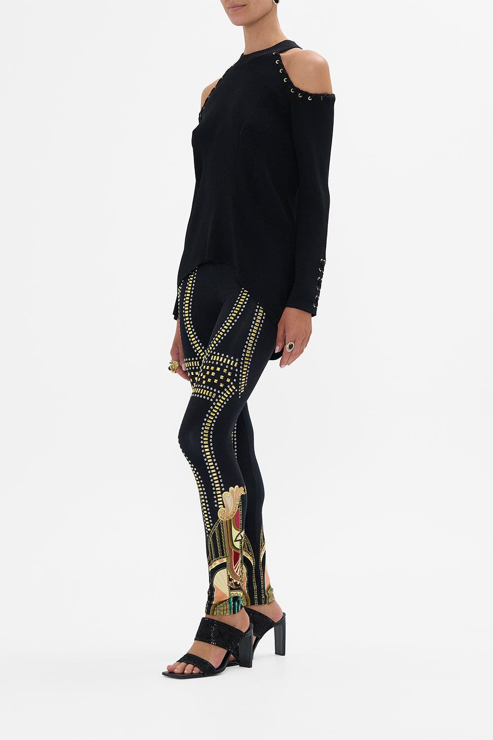 CAMILLA Metal Hotfix Embellished Leggings in They Called Her Nefertari print