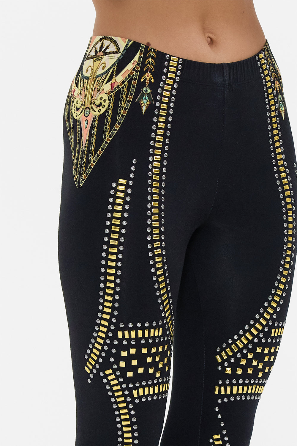 CAMILLA Metal Hotfix Embellished Leggings in They Called Her Nefertari print