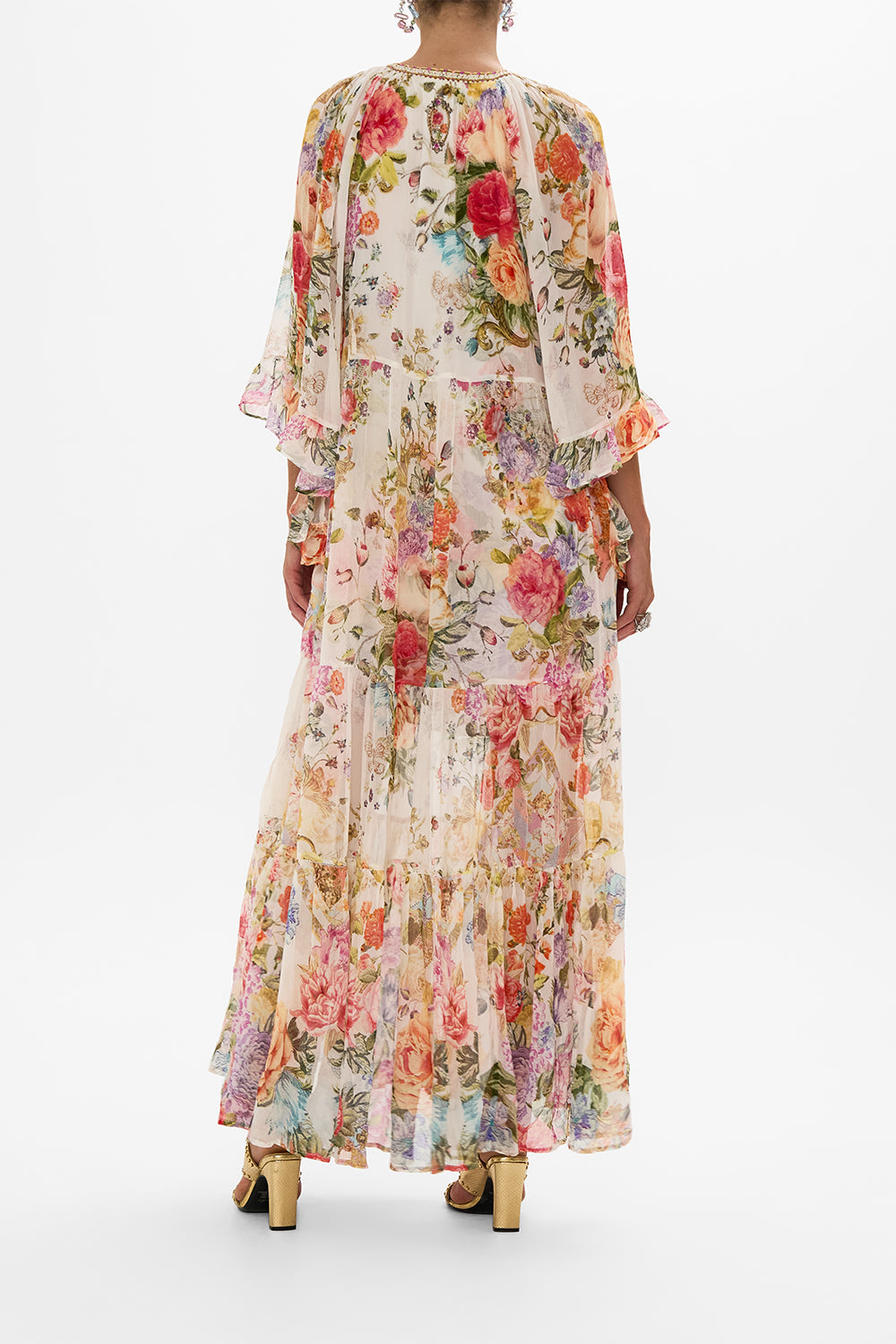 CAMILLA Floral Wide Sleeve Gathered Dress in Sew Yesterday print