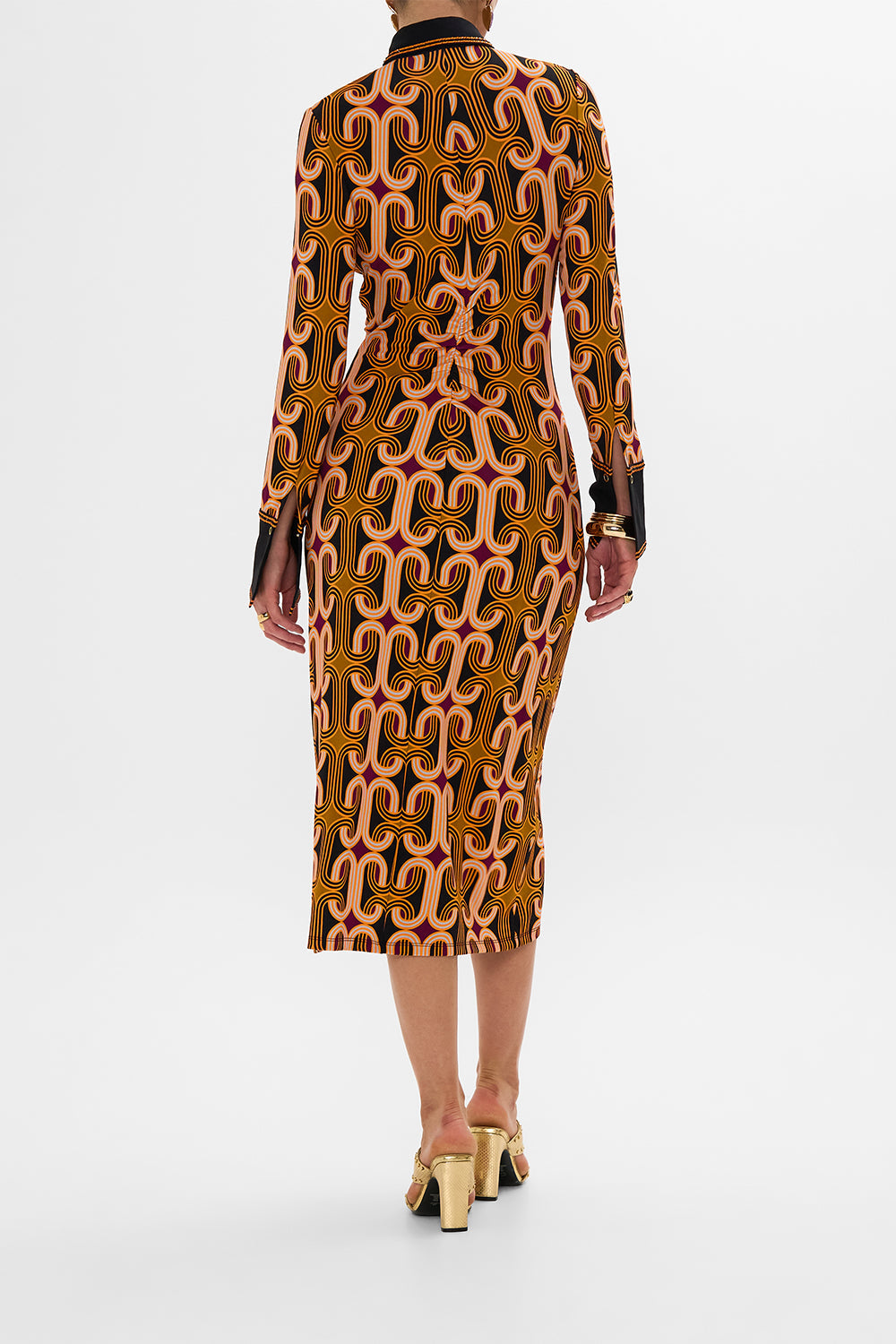 CAMILLA multi jersey midi shirt dress in One Night In De Wallen print.