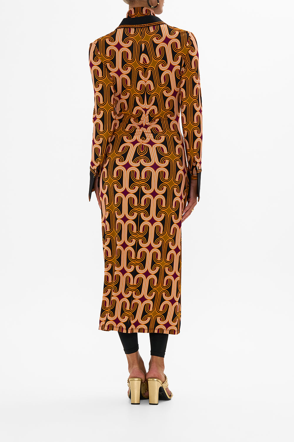 CAMILLA multi jersey midi shirt dress in One Night In De Wallen print.