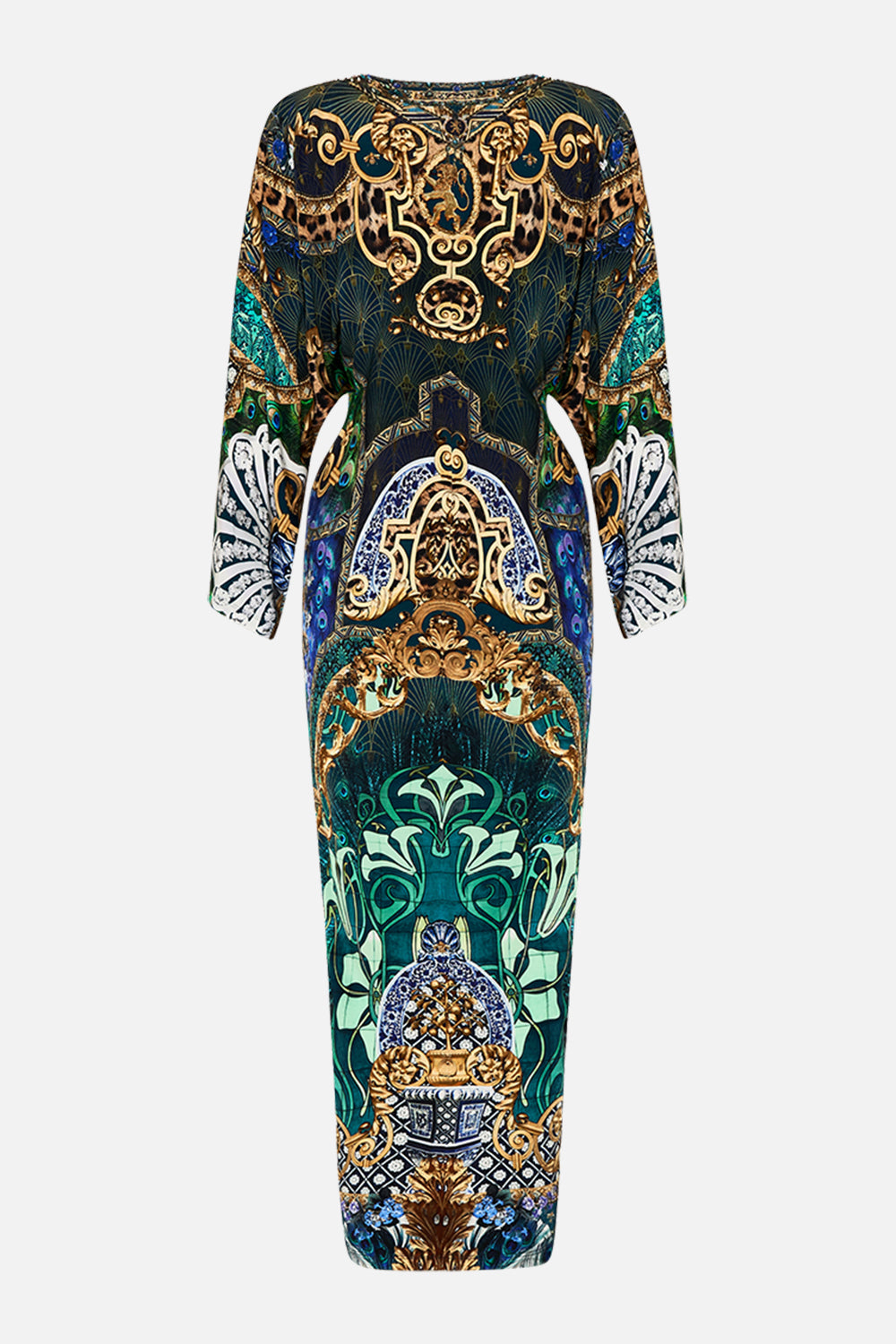 LONG SPLIT FRONT TWIST DRESS FAN DANCE