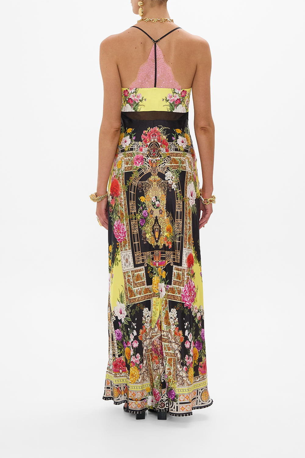 LACE SPLICE BIAS LONG DRESS ADORNED IN ALEXANDRIA