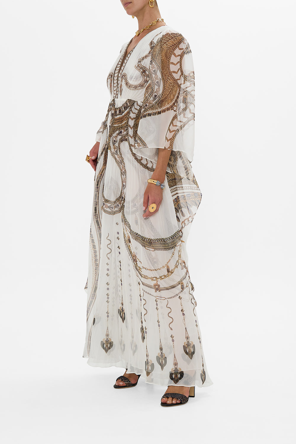 PLISSE PLUNGE NECK DRESS GODDESS ENERGY