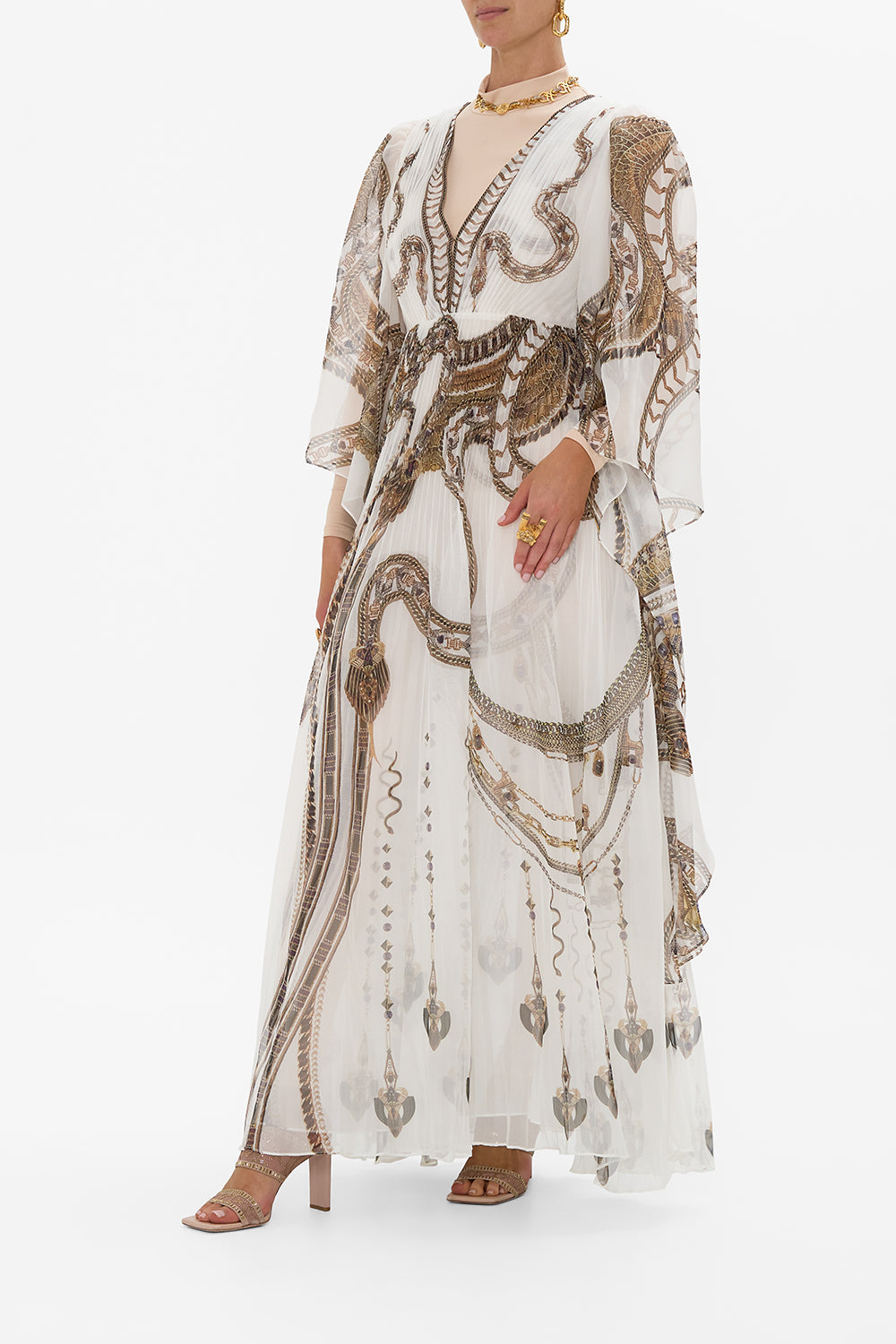 PLISSE PLUNGE NECK DRESS GODDESS ENERGY